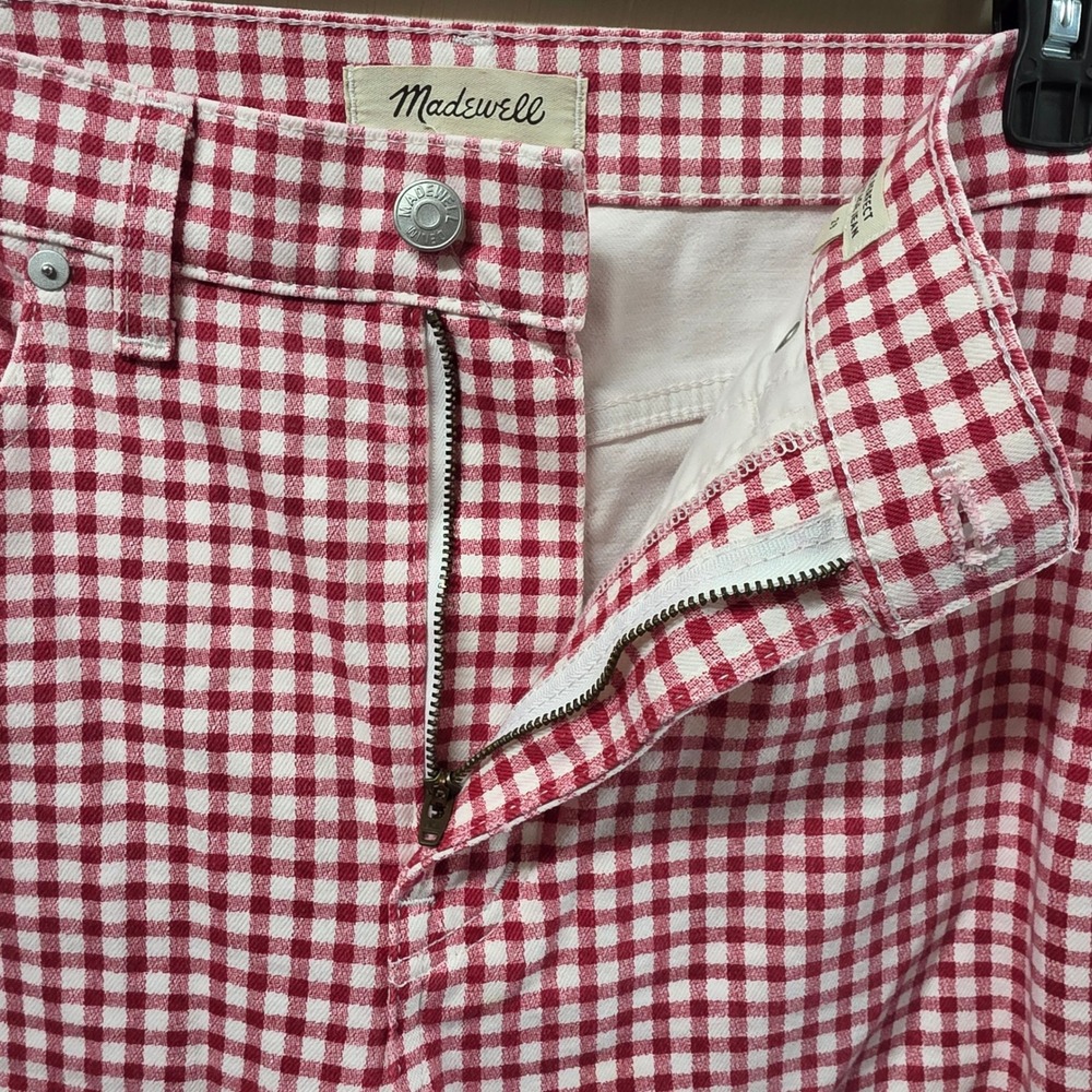 Madewell The Perfect Vintage Jean Red White Gingham Check High Rise Pants 29 - Picture 7 of 16